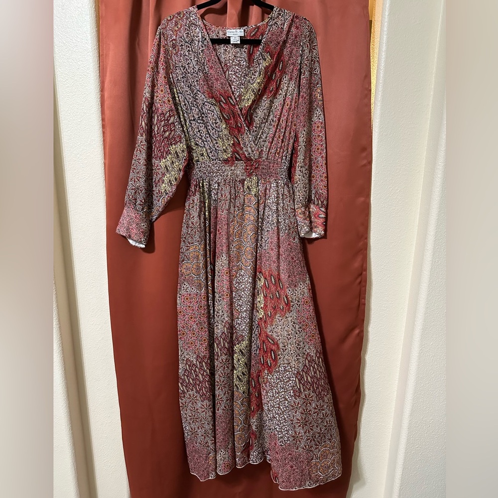 Alexa B Nites Sheer Top Long Sleeve Maxi Dress